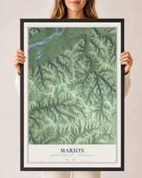 Map of Marion, Grant County, Wisconsin, 24 x 36 inch print in a black wood frame