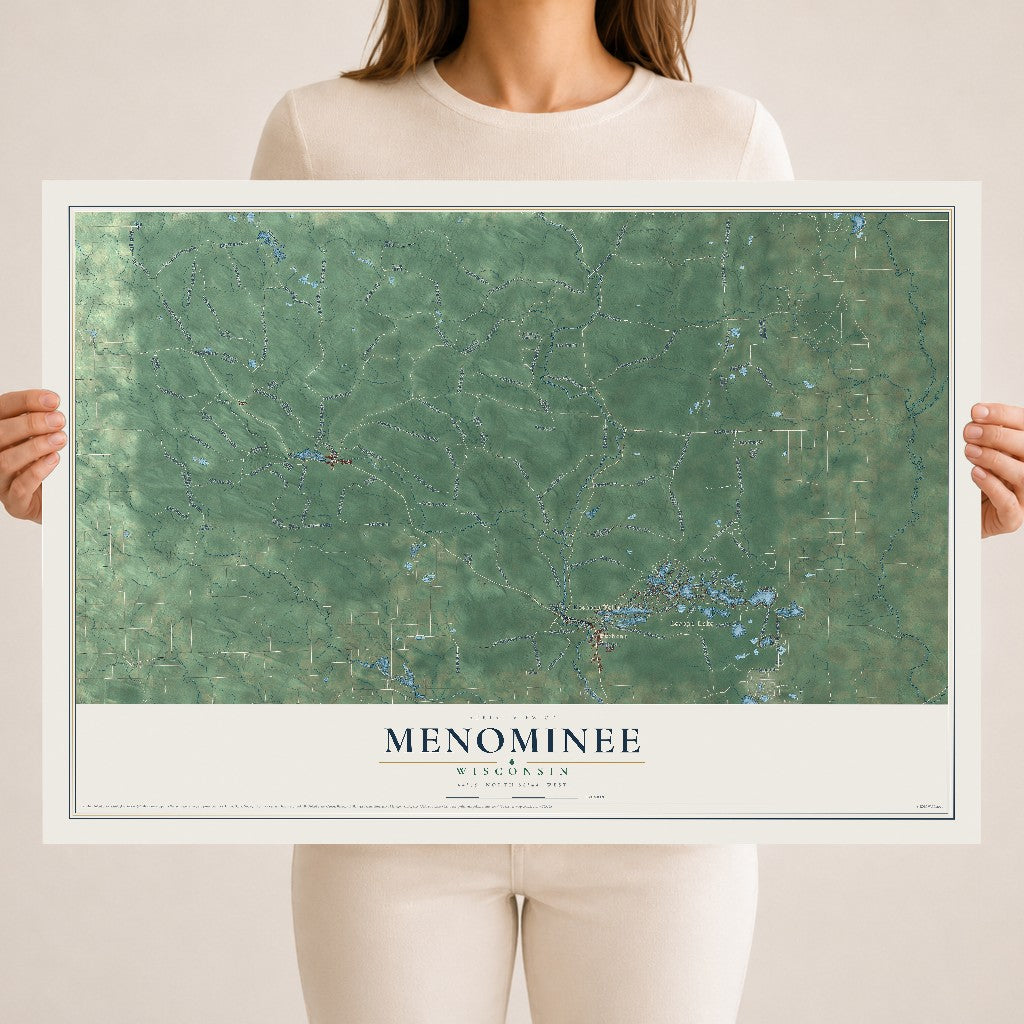 Map of Menominee, Wisconsin, 18 x 24 inch unframed archival matte print