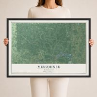 Map of Menominee, Wisconsin, 24 x 36 inch print in a black wood frame