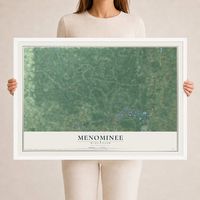 Map of Menominee, Wisconsin, 24 x 36 inch print in a white wood frame