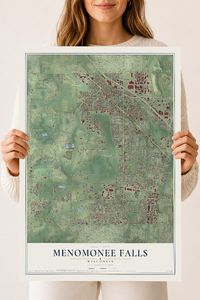 Map of Menomonee Falls, Wisconsin, 18 x 24 inch unframed archival matte print
