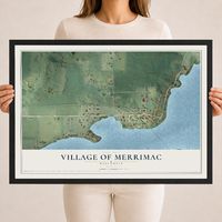 Map of Merrimac, Wisconsin, 18 x 24 inch print in a black wood frame