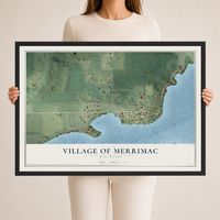 Map of Merrimac, Wisconsin, 24 x 36 inch print in a black wood frame