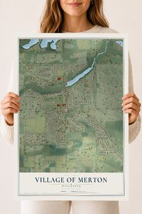 Map of Merton, Wisconsin, 18 x 24 inch unframed archival matte print