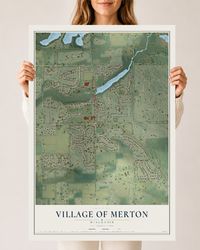 Map of Merton, Wisconsin, 24 x 36 inch unframed archival matte print