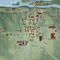 Second close-up of the map of Montello, Wisconsin print showing more streets and buildings
