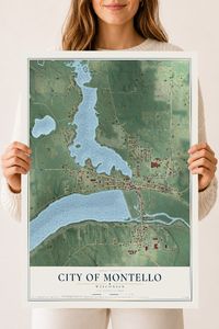 Map of Montello, Wisconsin, 18 x 24 inch unframed archival matte print