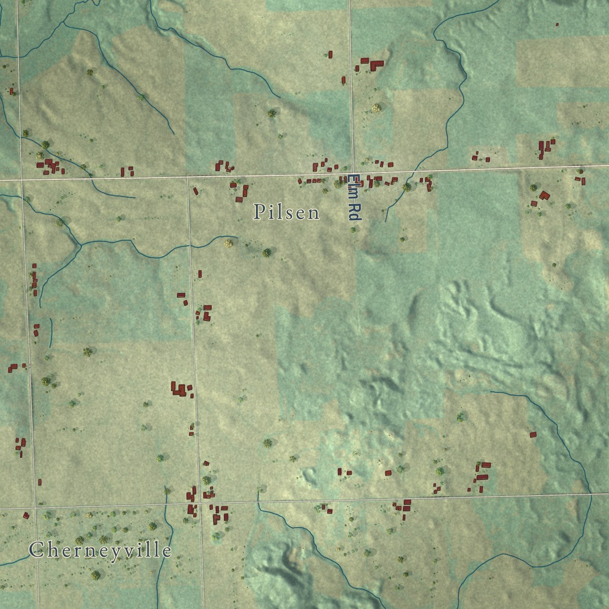 Close-up of the map of Montpelier, Wisconsin print showing street and building detail