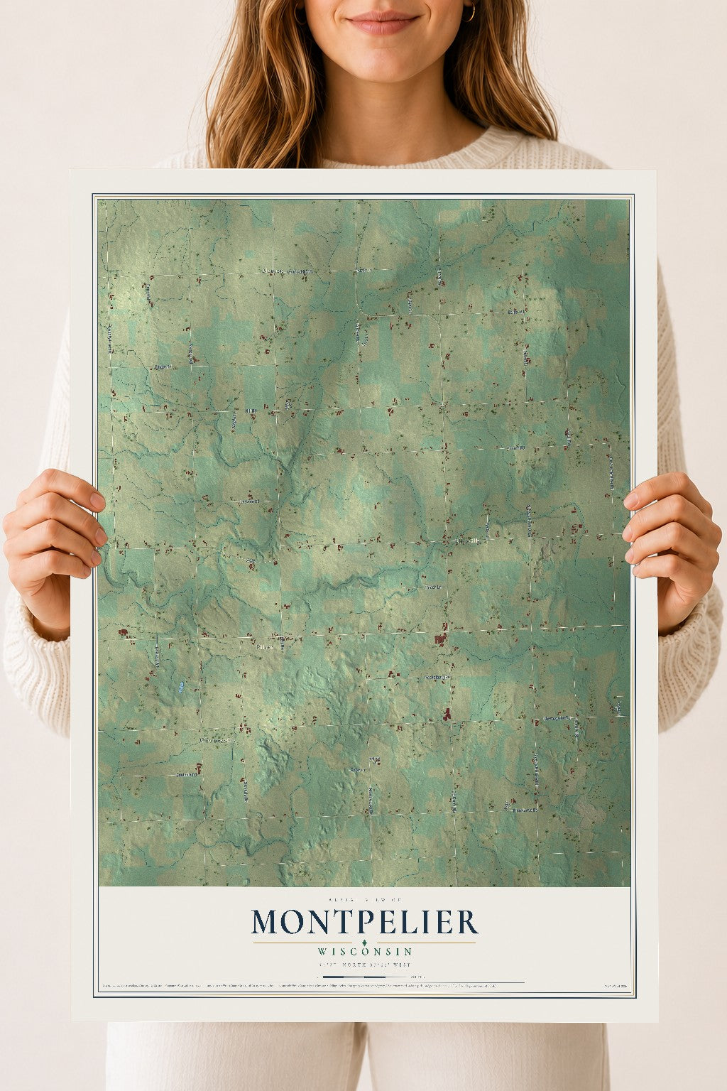 Map of Montpelier, Wisconsin, 18 x 24 inch unframed archival matte print