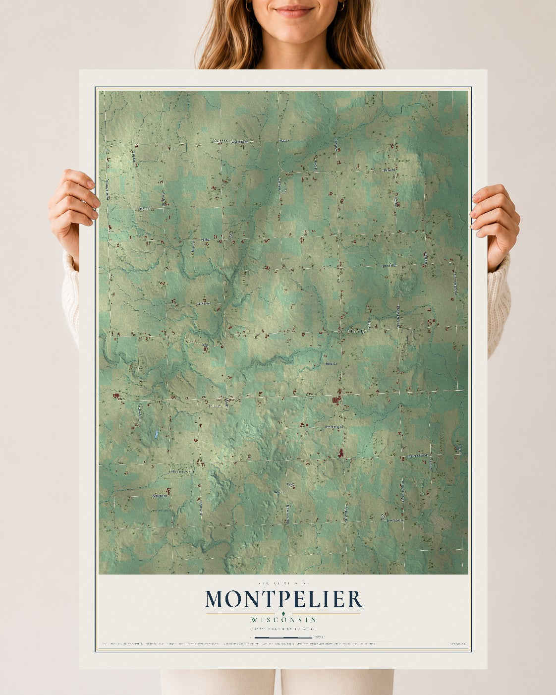 Map of Montpelier, Wisconsin, 24 x 36 inch unframed archival matte print