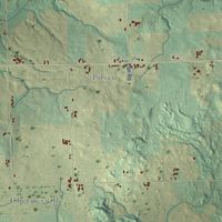 Close-up of the map of Montpelier, Wisconsin print showing street and building detail