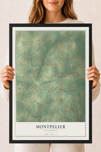 Map of Montpelier, Wisconsin, 18 x 24 inch print in a black wood frame