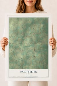 Map of Montpelier, Wisconsin, 18 x 24 inch print in a white wood frame