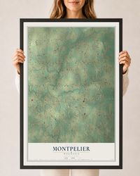 Map of Montpelier, Wisconsin, 24 x 36 inch print in a black wood frame