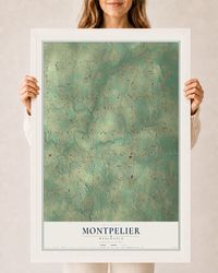 Map of Montpelier, Wisconsin, 24 x 36 inch print in a white wood frame