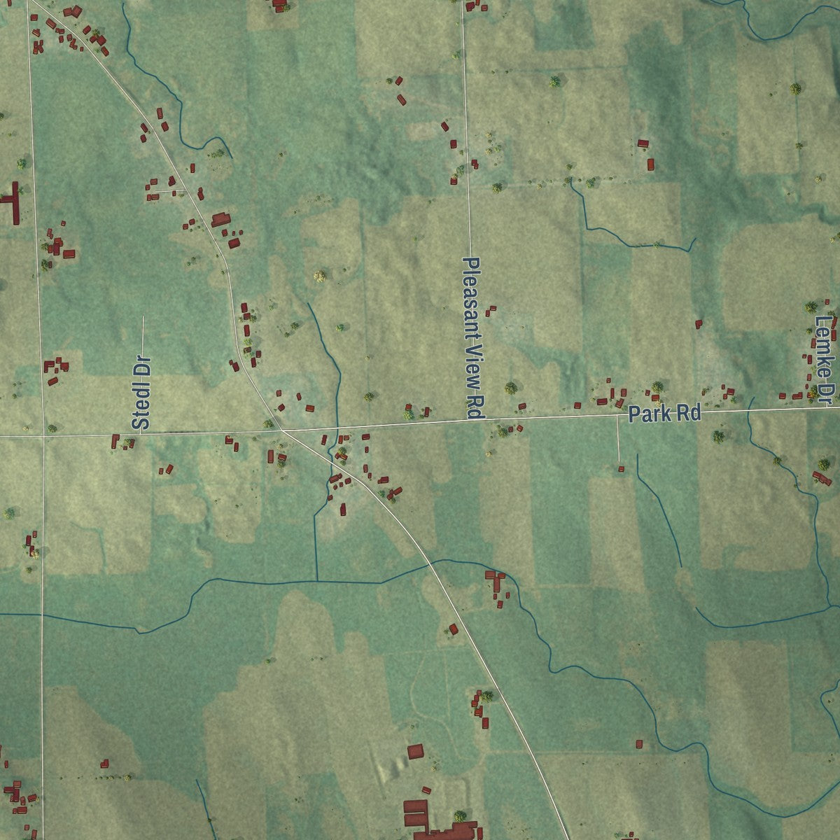 Close-up of the map of Morrison, Wisconsin print showing street and building detail