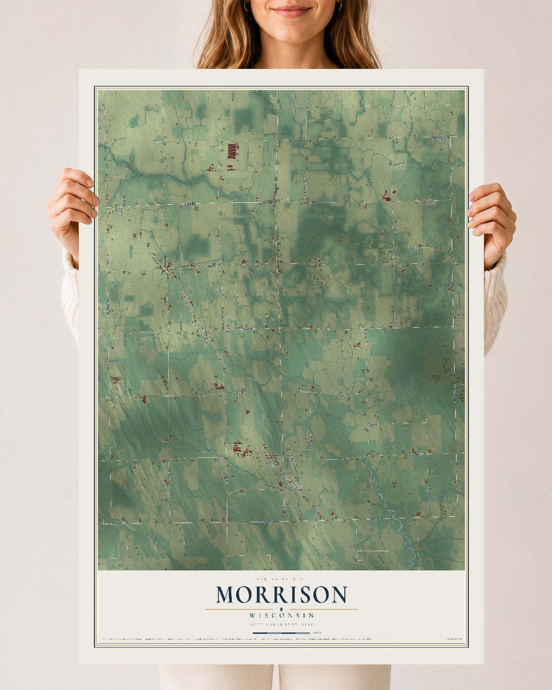 Map of Morrison, Wisconsin, 24 x 36 inch unframed archival matte print