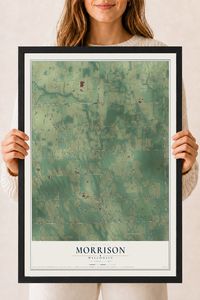 Map of Morrison, Wisconsin, 18 x 24 inch print in a black wood frame