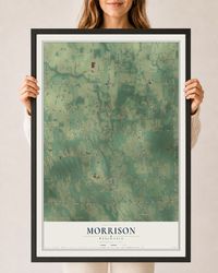 Map of Morrison, Wisconsin, 24 x 36 inch print in a black wood frame