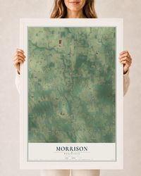 Map of Morrison, Wisconsin, 24 x 36 inch print in a white wood frame
