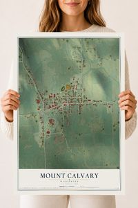 Map of Mount Calvary, Wisconsin, 18 x 24 inch unframed archival matte print