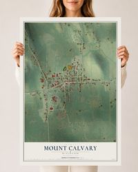 Map of Mount Calvary, Wisconsin, 24 x 36 inch unframed archival matte print