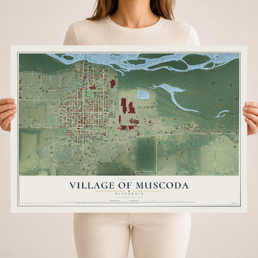 Map of Muscoda, Wisconsin, 18 x 24 inch unframed archival matte print