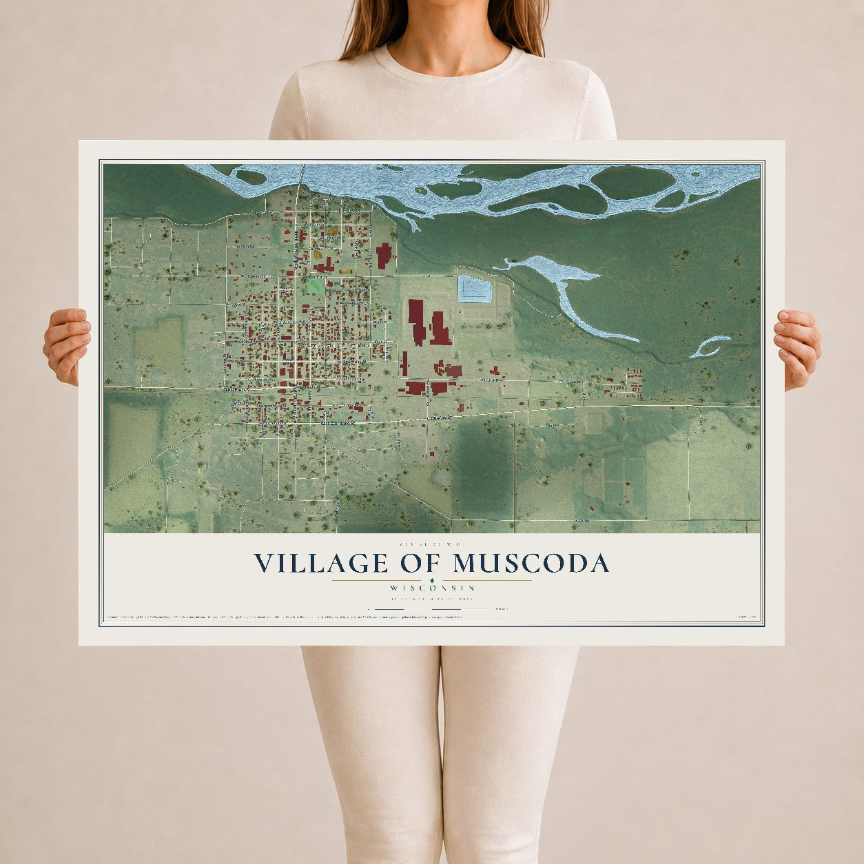 Map of Muscoda, Wisconsin, 24 x 36 inch unframed archival matte print