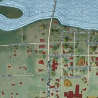 Second close-up of the map of Muscoda, Wisconsin print showing more streets and buildings