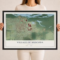 Map of Muscoda, Wisconsin, 18 x 24 inch print in a black wood frame