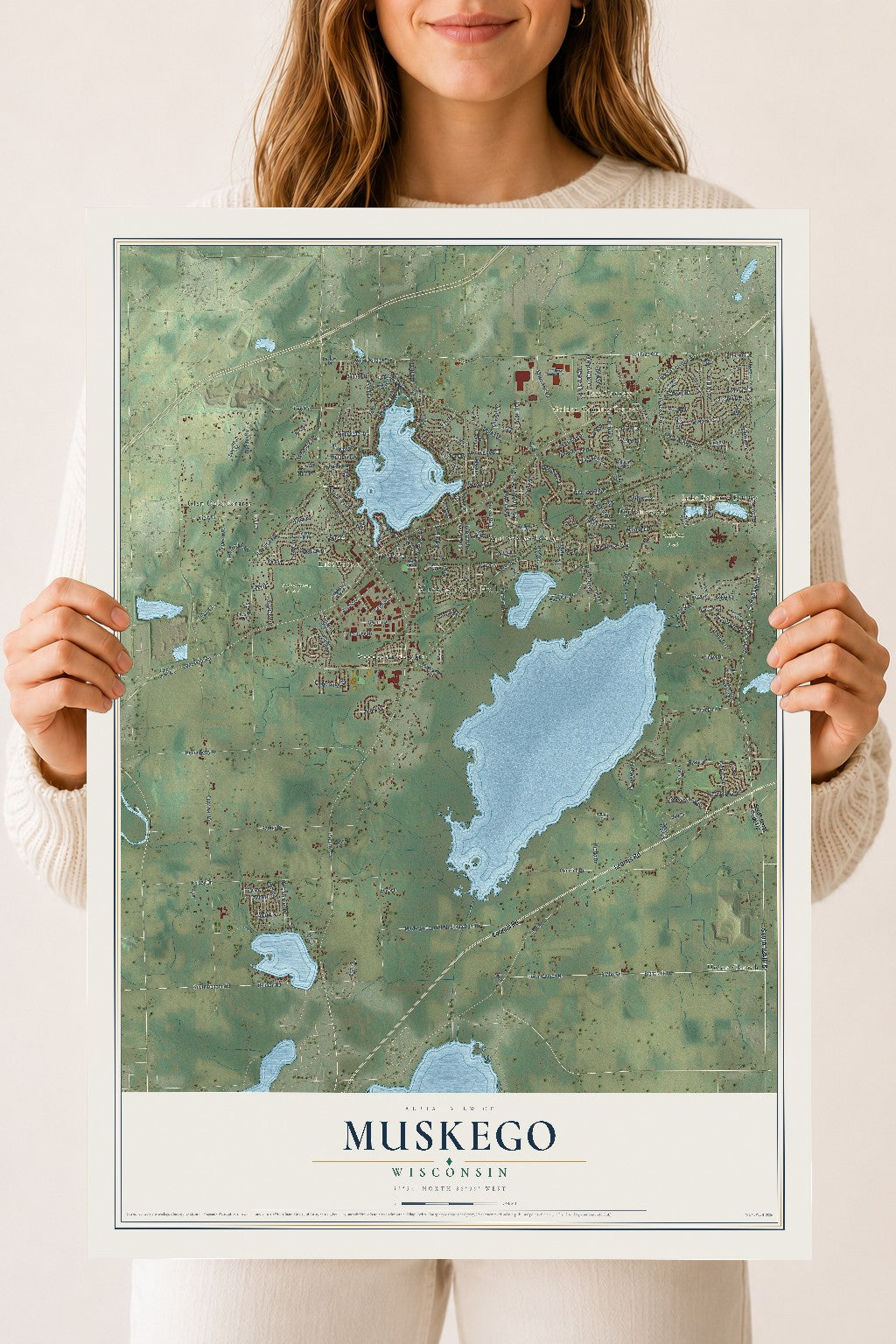 Map of Muskego, Wisconsin, 18 x 24 inch unframed archival matte print