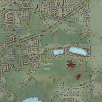 Second close-up of the map of Muskego, Wisconsin print showing more streets and buildings