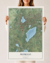 Map of Muskego, Wisconsin, 24 x 36 inch unframed archival matte print