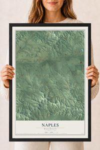 Map of Naples, Wisconsin, 18 x 24 inch print in a black wood frame
