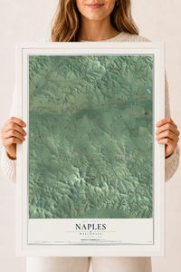 Map of Naples, Wisconsin, 18 x 24 inch print in a white wood frame