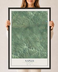 Map of Naples, Wisconsin, 24 x 36 inch print in a black wood frame