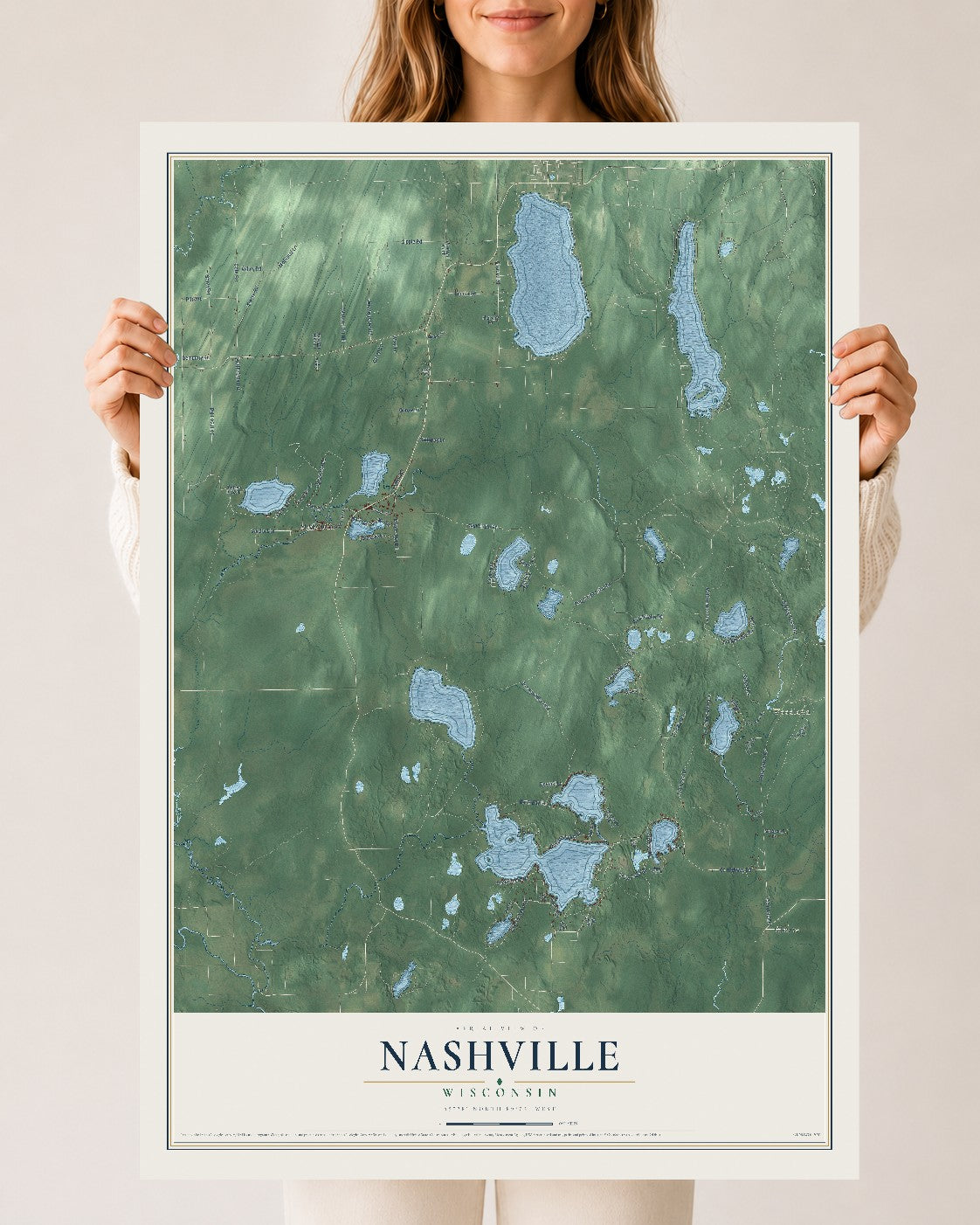 Map of Nashville, Wisconsin, 24 x 36 inch unframed archival matte print