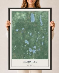 Map of Nashville, Wisconsin, 24 x 36 inch print in a black wood frame