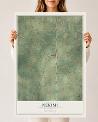 Map of Nekimi, Wisconsin, 24 x 36 inch unframed archival matte print
