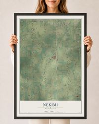 Map of Nekimi, Wisconsin, 24 x 36 inch print in a black wood frame