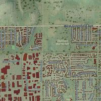Second close-up of the map of New Berlin, Wisconsin print showing more streets and buildings