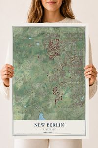 Map of New Berlin, Wisconsin, 18 x 24 inch unframed archival matte print