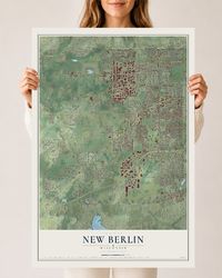 Map of New Berlin, Wisconsin, 24 x 36 inch unframed archival matte print