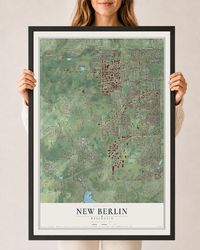 Map of New Berlin, Wisconsin, 24 x 36 inch print in a black wood frame
