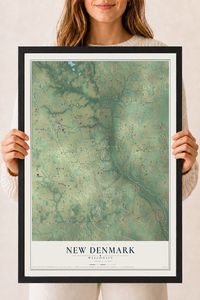 Map of New Denmark, Wisconsin, 18 x 24 inch print in a black wood frame