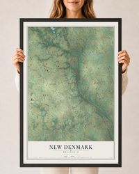 Map of New Denmark, Wisconsin, 24 x 36 inch print in a black wood frame