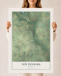 Map of New Denmark, Wisconsin, 24 x 36 inch print in a white wood frame