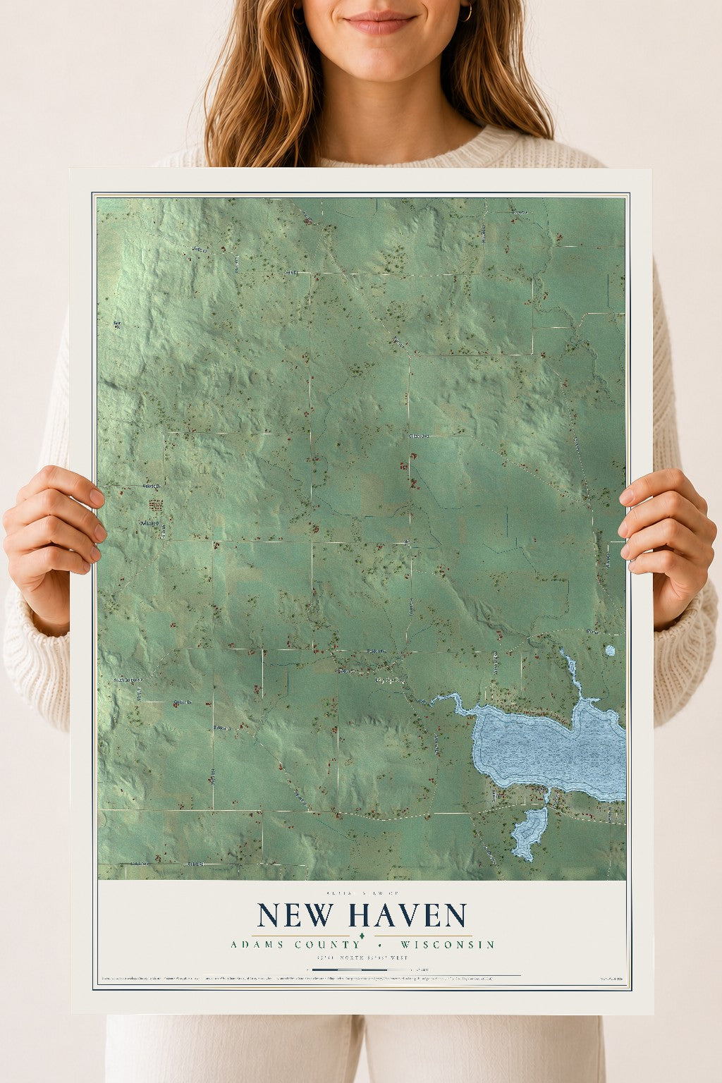 Map of New Haven, Adams County, Wisconsin, 18 x 24 inch unframed archival matte print
