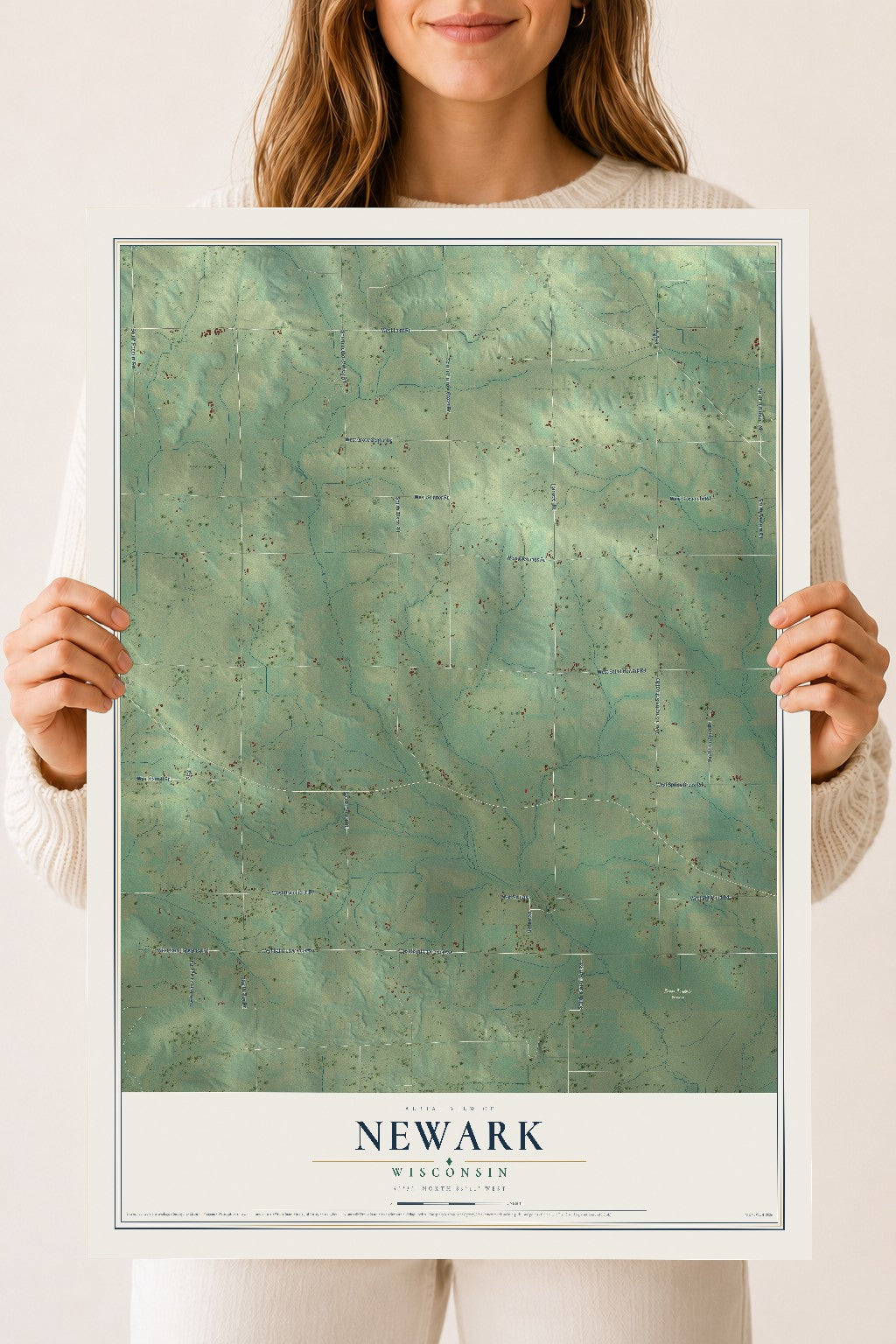 Map of Newark, Wisconsin, 18 x 24 inch unframed archival matte print