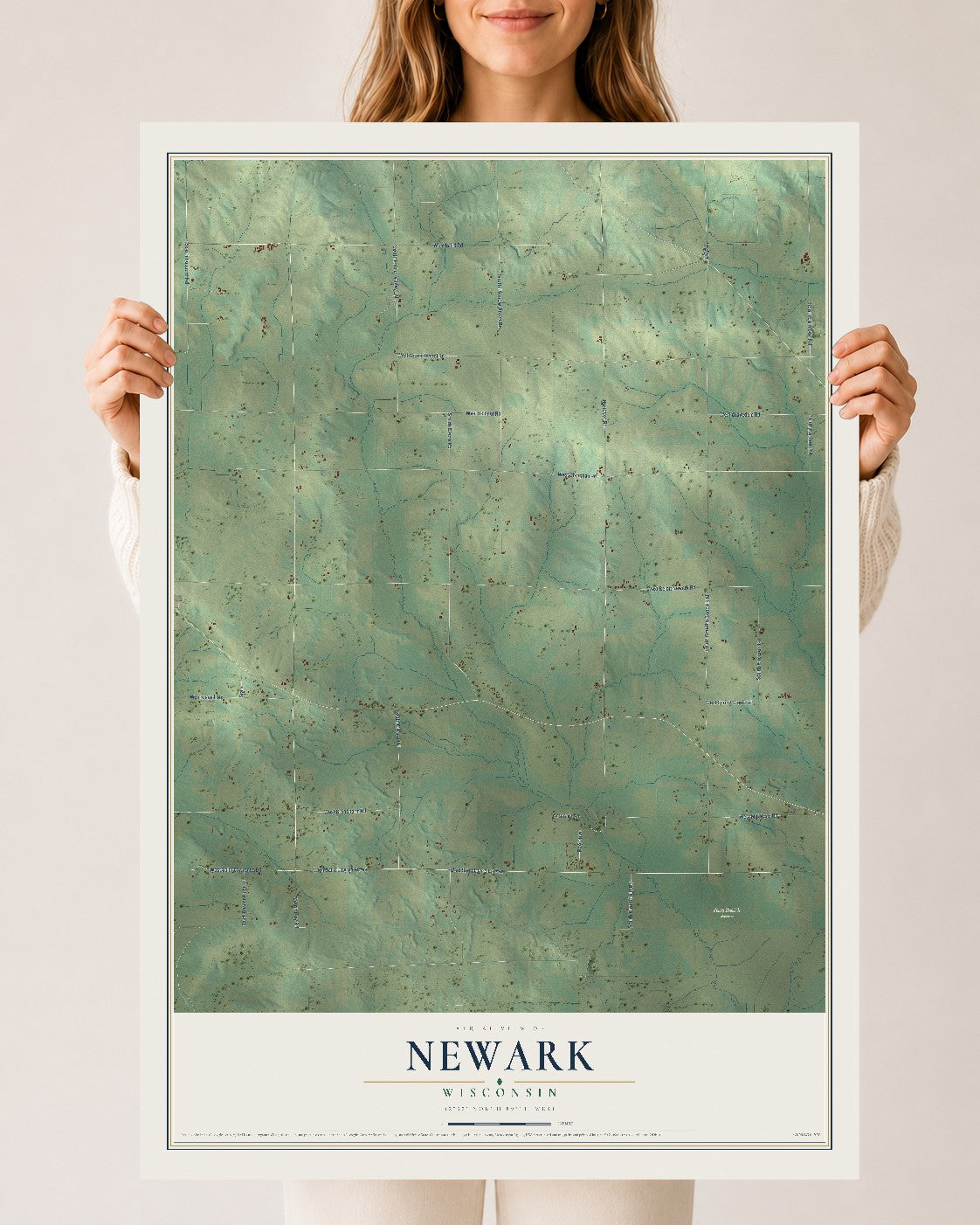 Map of Newark, Wisconsin, 24 x 36 inch unframed archival matte print